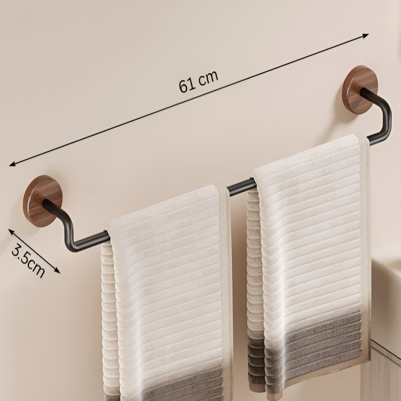 Premium Punch-Free Bathroom Towel Rack with Walnut Finish