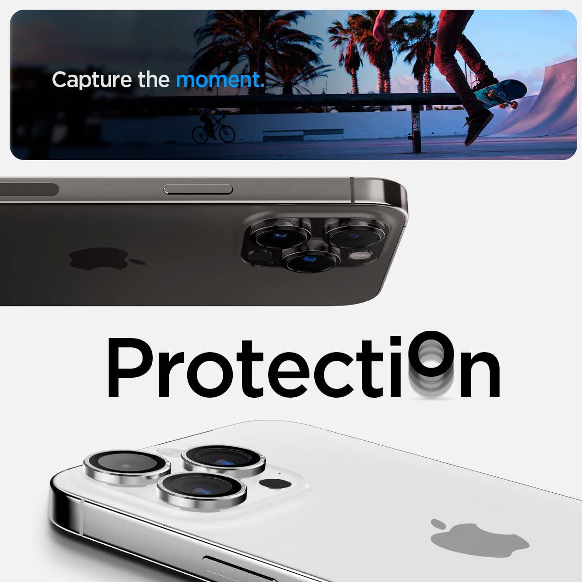 Spigen EZ Fit Optik Pro Tempered Glass Camera Lens Protector Guard for iPhone 14 Pro (Silver) - 1 Pack