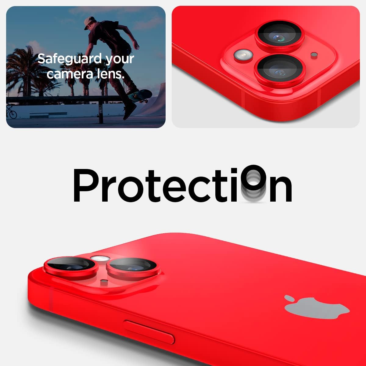 Spigen EZ Fit Optik Pro Tempered Glass Camera Lens Protector Guard for iPhone 14 (Red) - 1 Pack