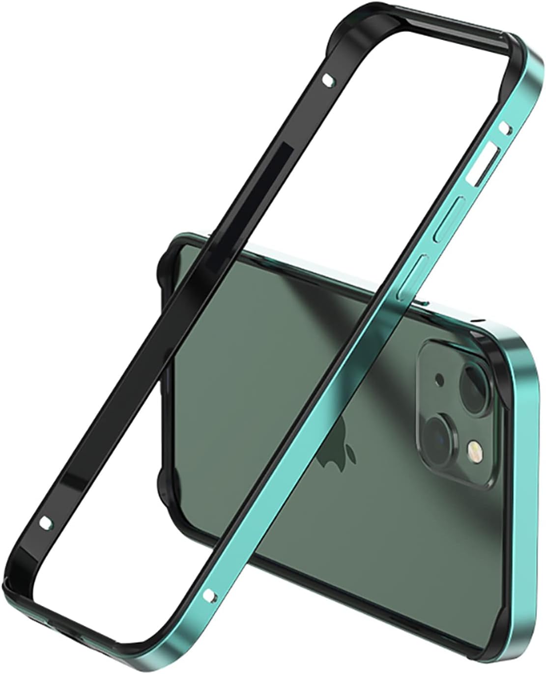 New Aluminum Frame Metal Bumper Frame Slim Hard Case Cover for iPhone 16, Metal Frame Armor with Soft Inner Bumper, Raised Edge Protection (Green, for iPhone 16 )