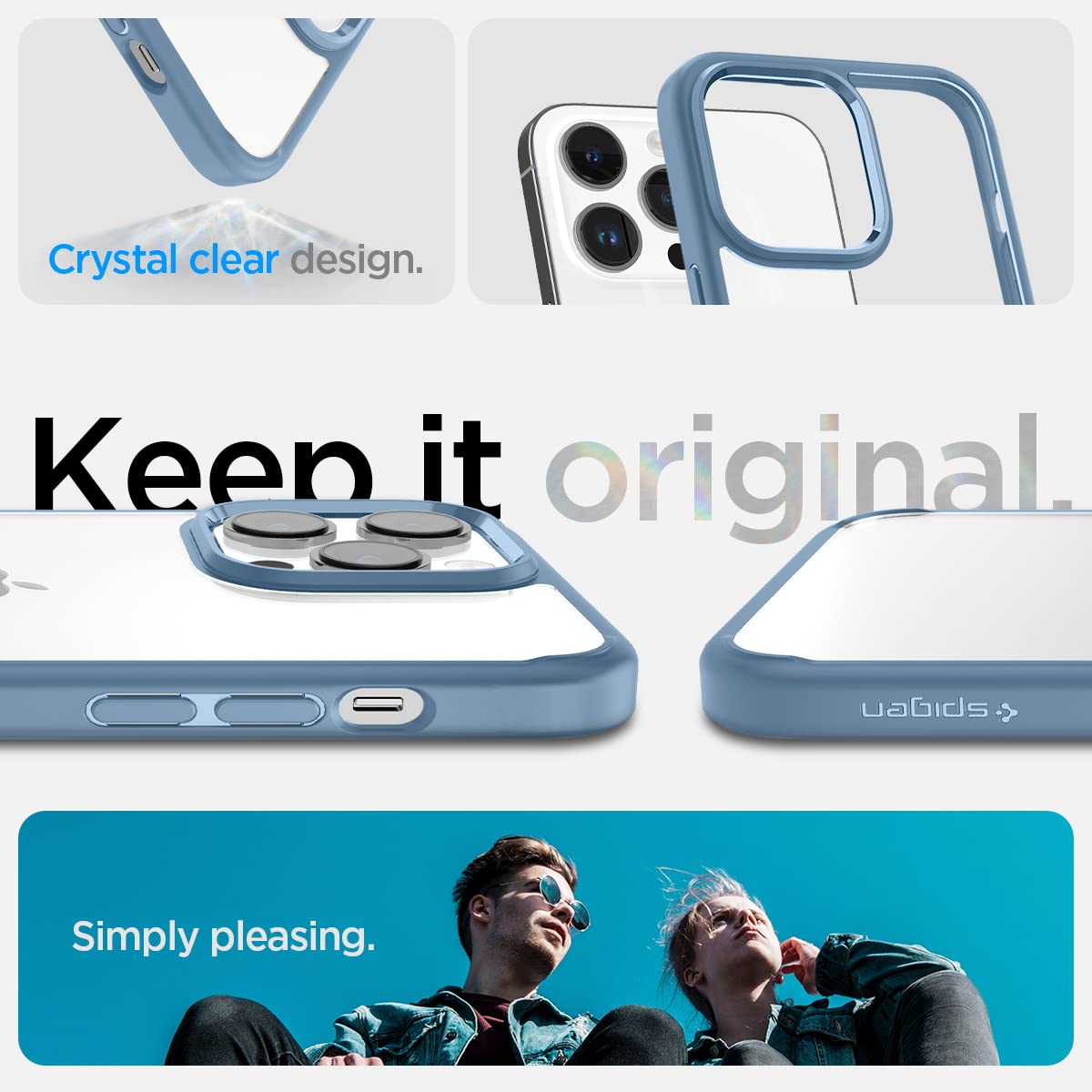 Spigen Ultra Hybrid Back Cover Case Compatible with iPhone 15 Pro (TPU + Poly Carbonate | Sierra Blue)