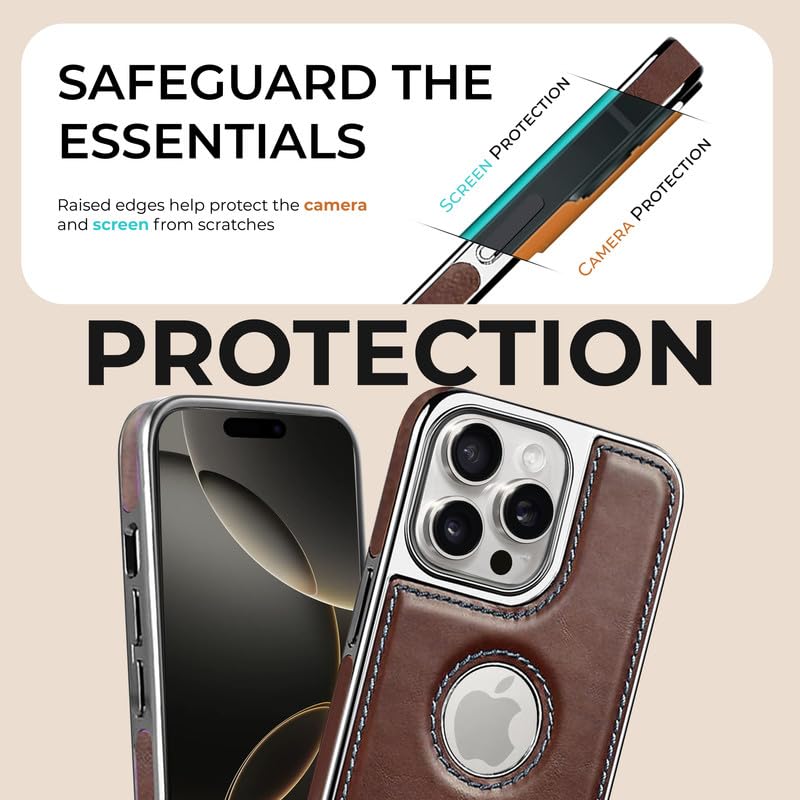 iPhone 13 Pro Luxurious Chrome Leather Case - Brown