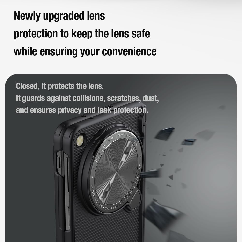 Nillkin Case for OnePlus Open (7.82" Inch) Super Frosted Shield Prop Flip Style Lens Camera Protect Mobile Holder TPU + PC Wireless Charging Black Color