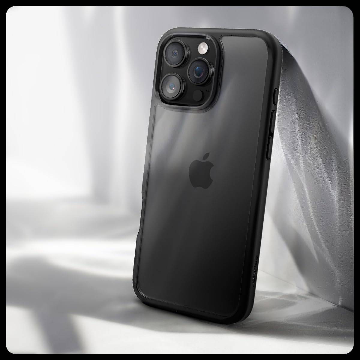 Spigen Ultra Hybrid Back Cover Case Compatible with iPhone 15 Pro Max (TPU + Poly Carbonate | Matte Black)