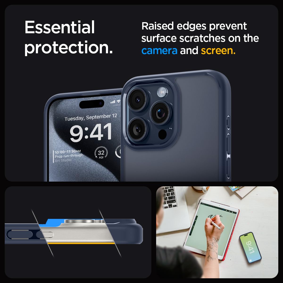 iPhone 15 Pro  Ultra Hybrid Bumper Case With Camera Protection - Blue