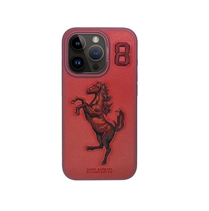 Aventurine Accessories SantaBarbara Polo Boris Series Leather Case, Protective Case (iPhone15 Plus , Red)