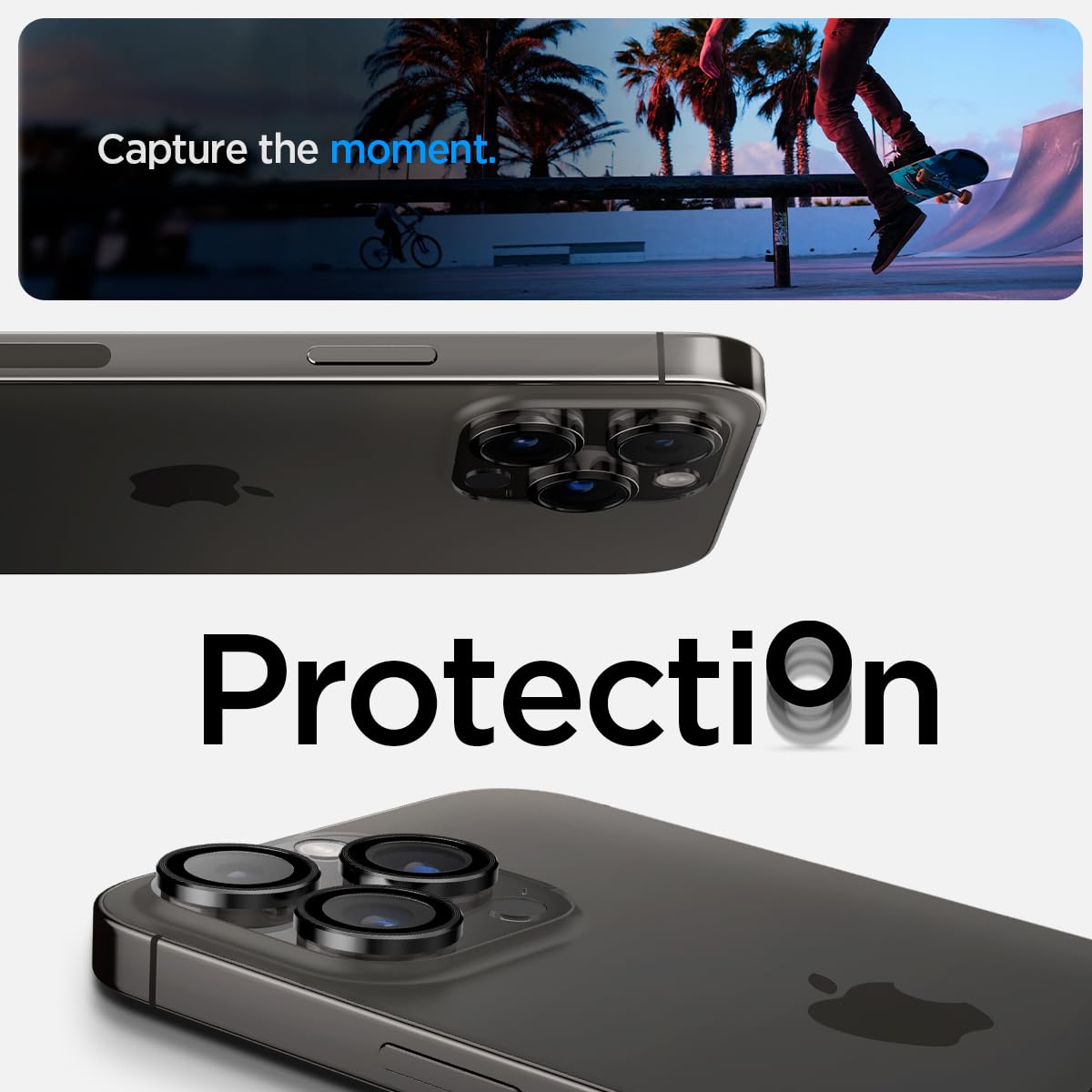 Spigen EZ Fit Optik Pro Tempered Glass Camera Lens Protector Guard for iPhone 15 Pro Max (Black) - 1 Pack