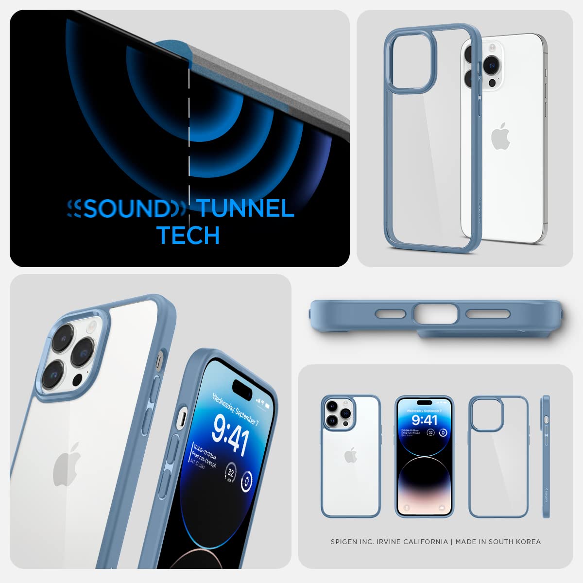 Spigen Ultra Hybrid Back Cover Case Compatible with iPhone 15 Pro (TPU + Poly Carbonate | Sierra Blue)