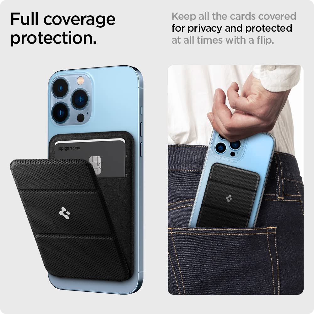 Spigen Smart Fold Mag Fit Magnetic Wallet Phone Card Holder Compatible with iPhone 16, iPhone 15, iPhone 14, iPhone 13, iPhone 12 Models - Black