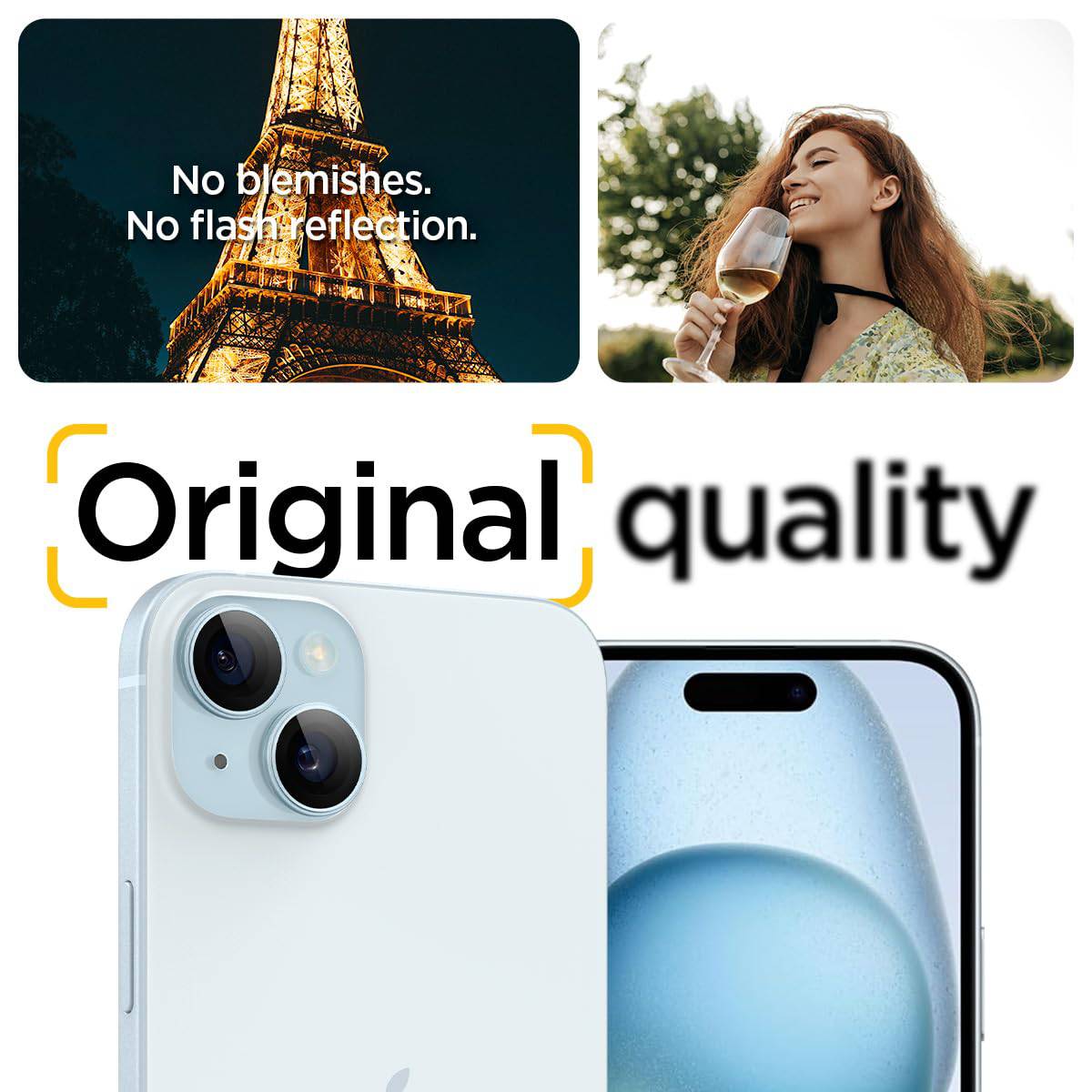 Spigen EZ Fit Optik Pro Tempered Glass Camera Lens Protector Guard for iPhone 14 (Blue) - 1 Pack