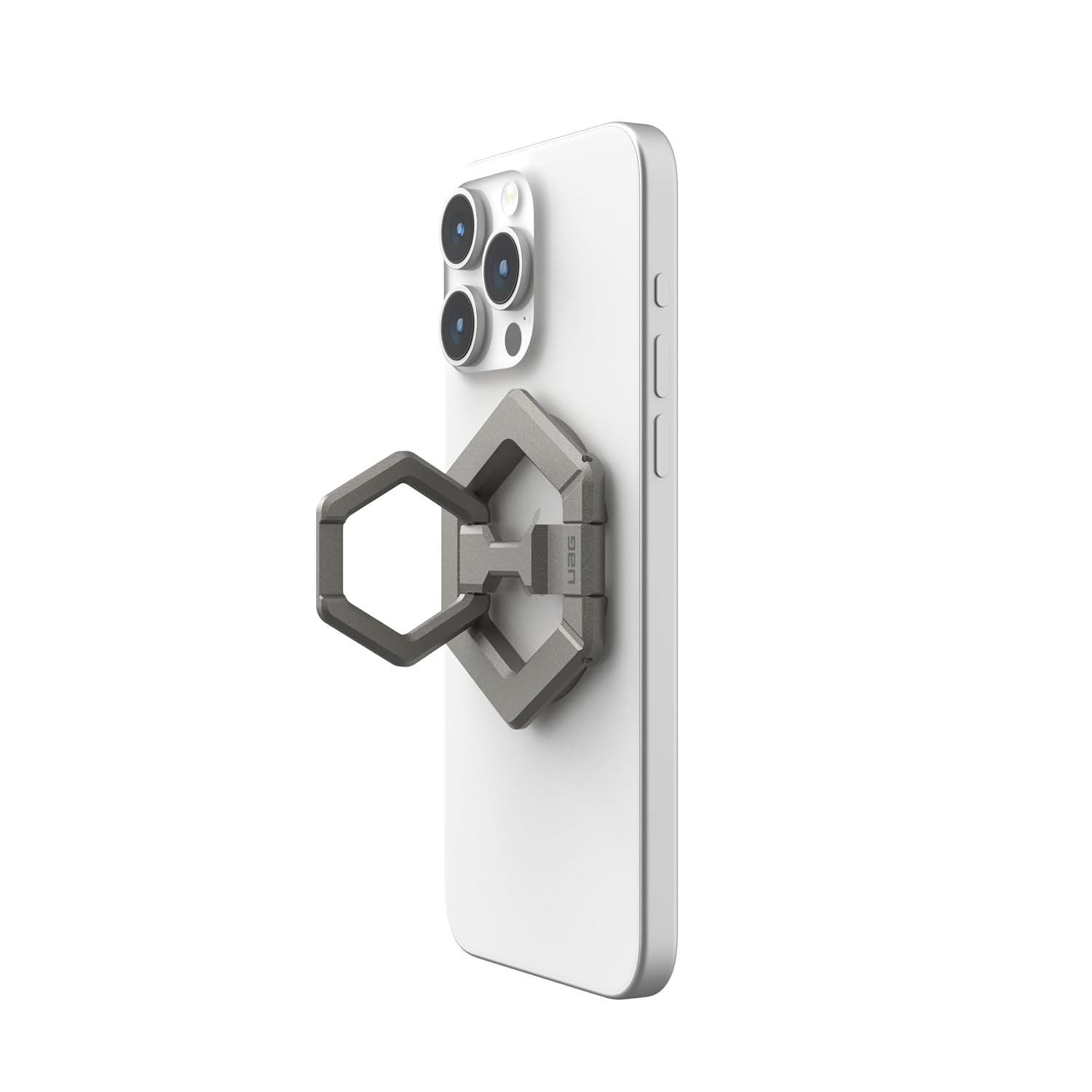 Urban Armor Gear UAG Magnetic Phone Ring Stand Compatible with Mag-Safe Magnet, Removable Metal Finger Ring Grip & 360 Rotation Adjustable Kickstand for iPhone 16/15/14/13/12, - Titanium