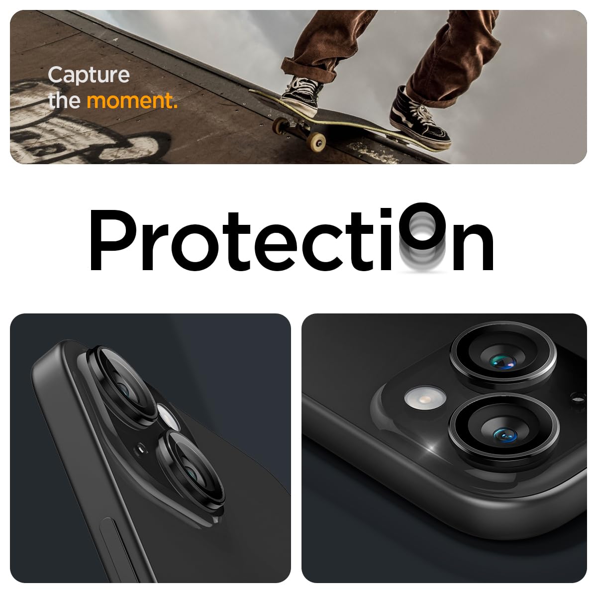 Spigen EZ Fit Optik Pro Tempered Glass Camera Lens Protector Guard for iPhone 15 (Black) - 1 Pack