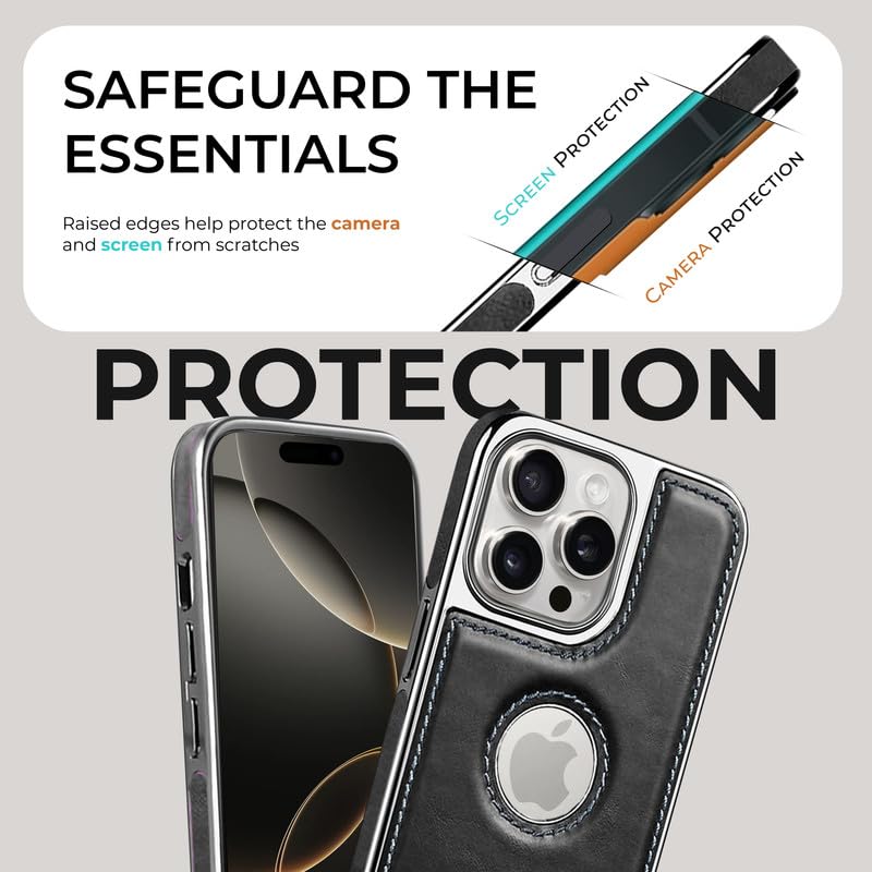 iPhone 13 Pro Luxurious Chrome Leather Case - Black