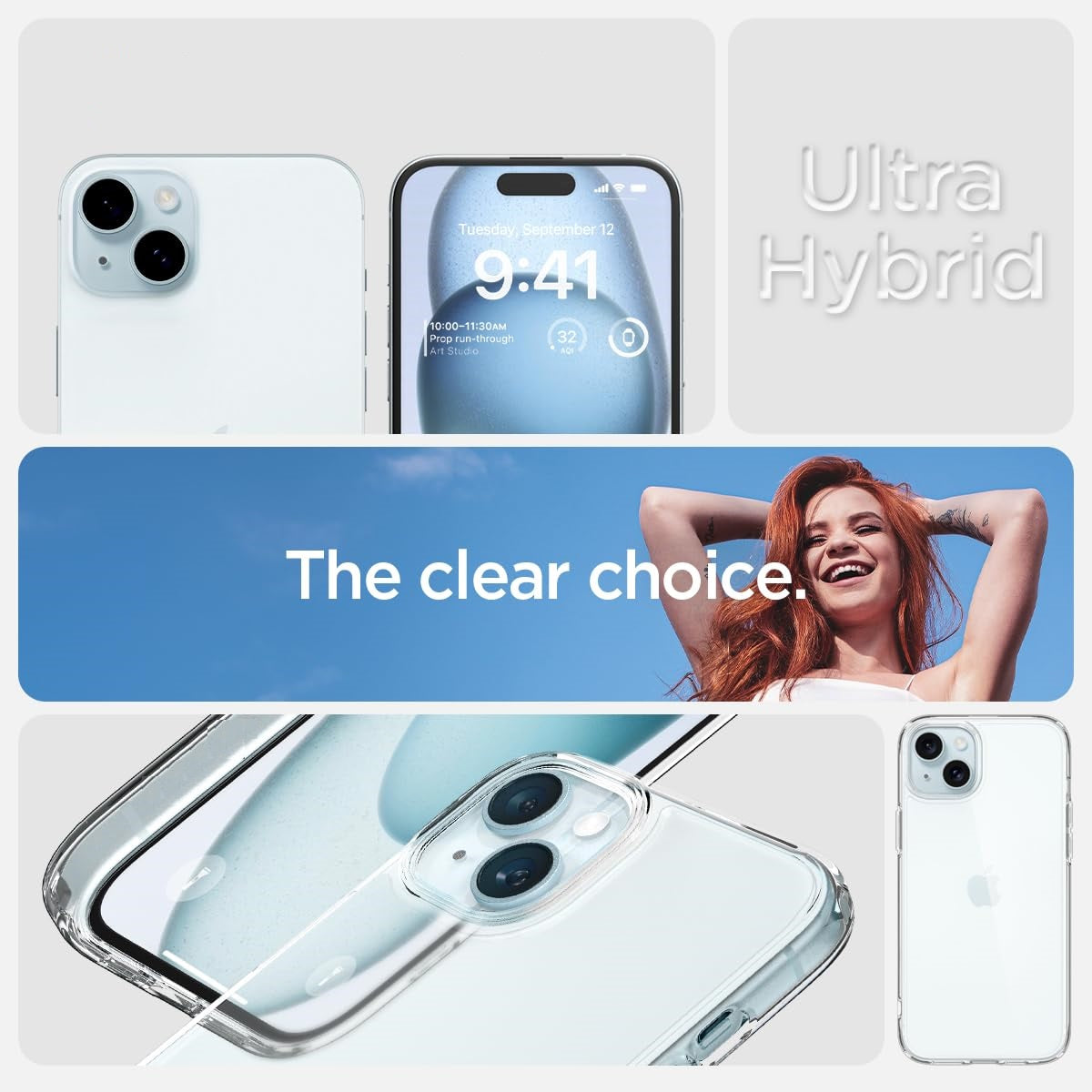 iPhone 15 Hybrid Clear Shockproof Transparent Case