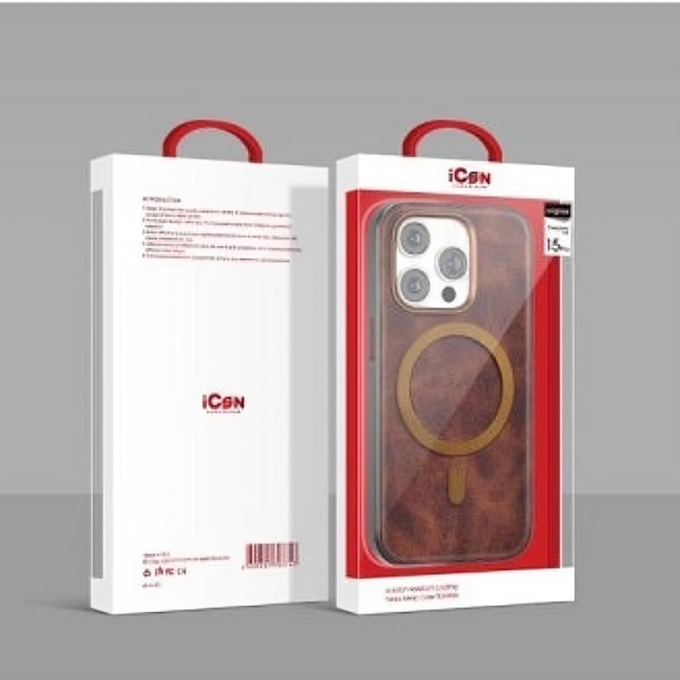 iPhone 16 Pro Max Classic Business Series Leather Case with Metal Magsafe Ring - Titanium