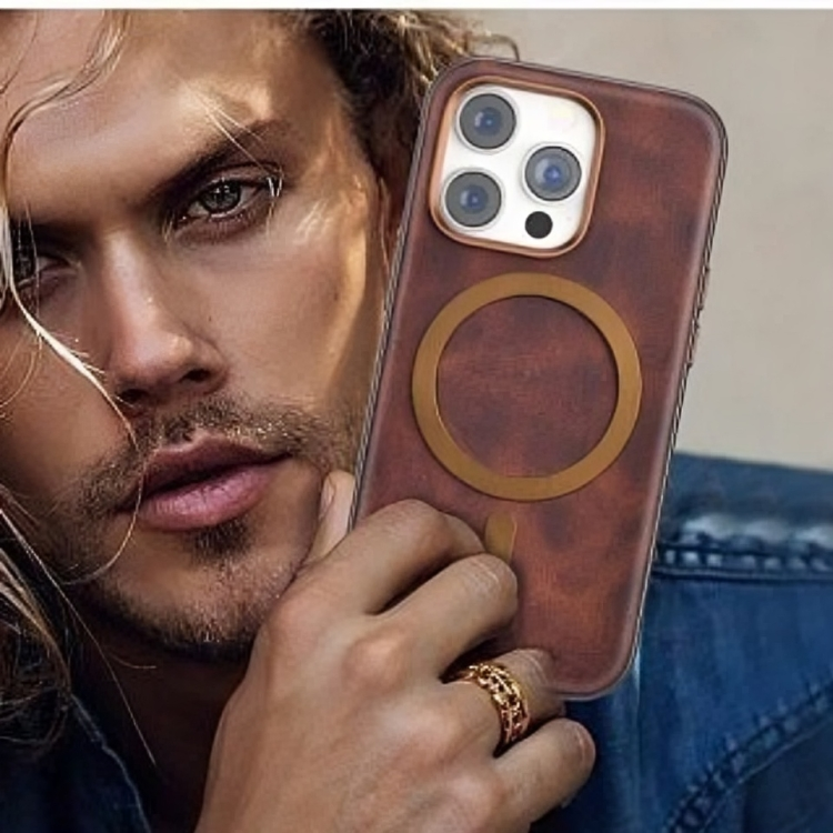 iPhone 16 Pro Classic Business Series Leather Case with Metal Magsafe Ring - Blue