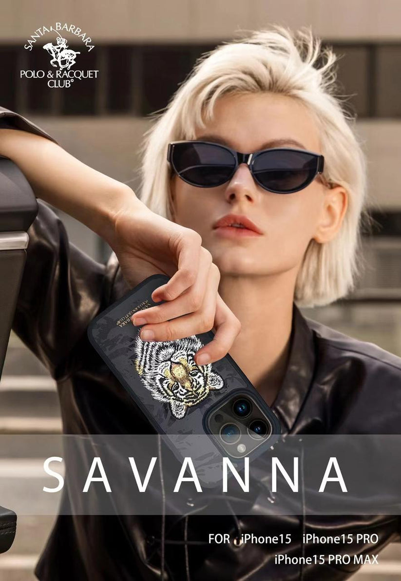 iPhone 15 Pro Savanna Series Santa Barbara Leather Case - Tiger