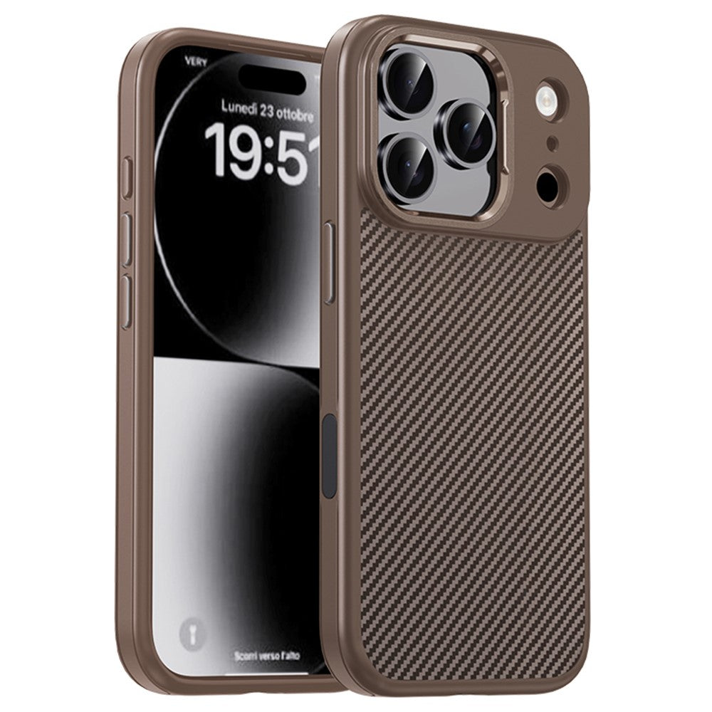 iPhone 17 Pro Soft Carbon Texture Case with Camera Control Button and Magsafe - Desert Brown