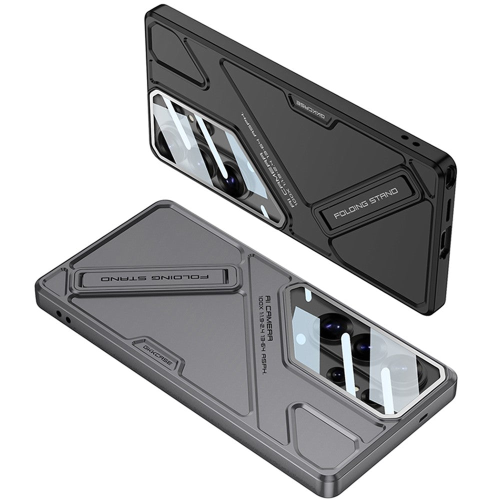 Samsung Galaxy S26 Ultra 5G GKK Mech Style Ultra-thin Folding PC Case with Camera Glass Protection