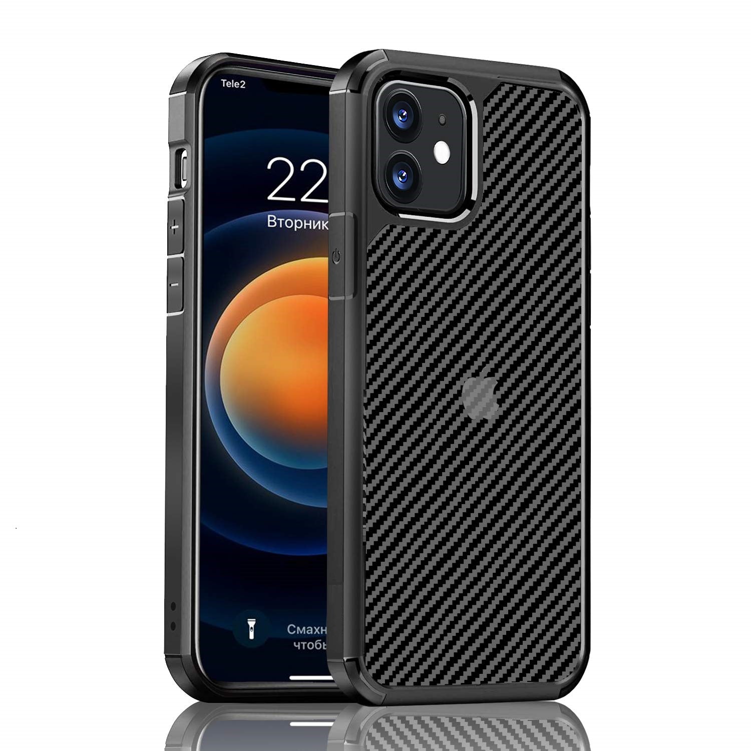 iPhone 12 Carbonfiber Transparent Hybrid Shockproof Case