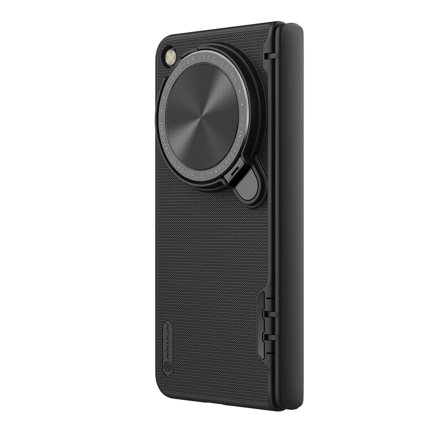Nillkin Case for OnePlus Open (7.82" Inch) Super Frosted Shield Prop Flip Style Lens Camera Protect Mobile Holder TPU + PC Wireless Charging Black Color