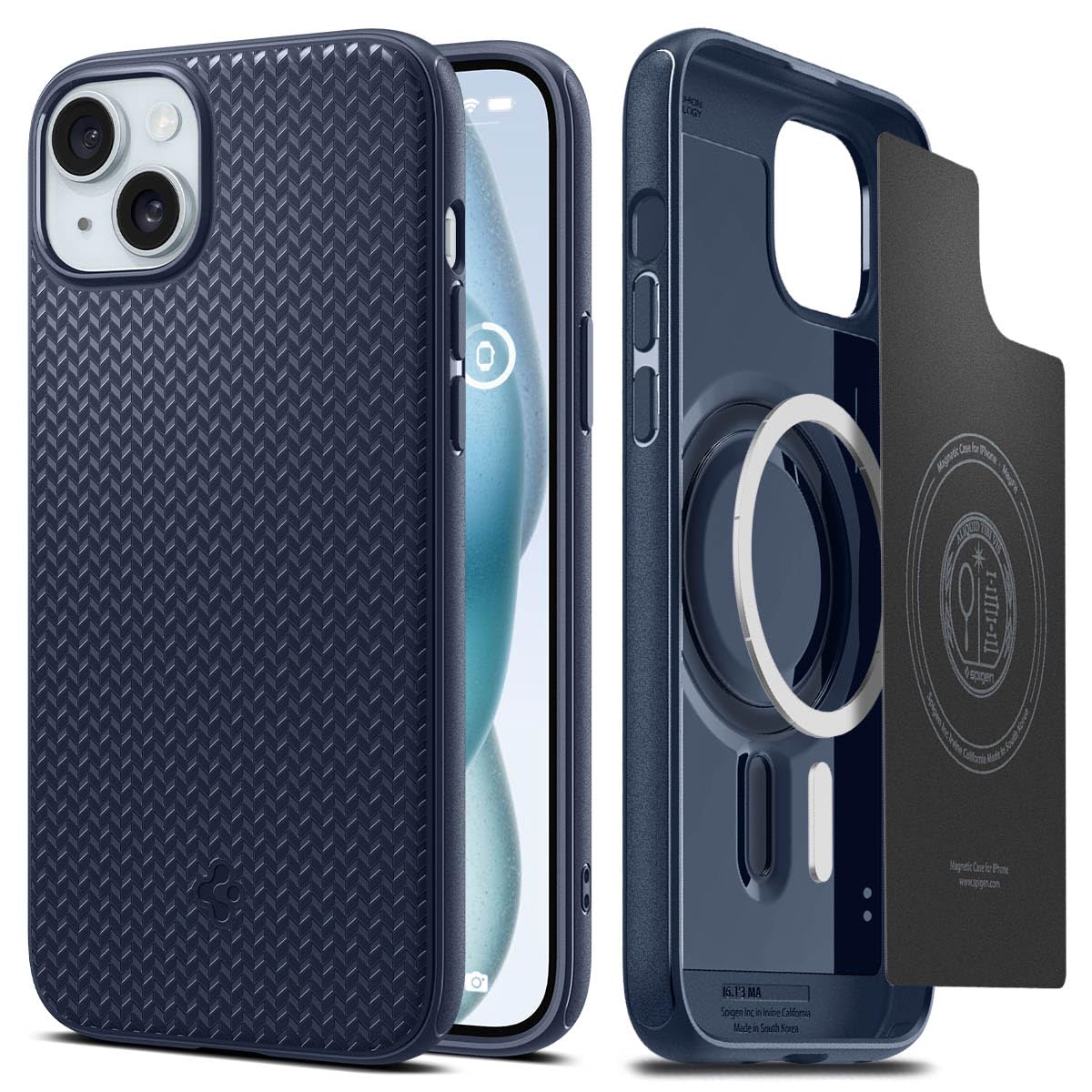 Spigen Mag Armor Magfit Back Cover Case Compatible with iPhone 14 Pro (TPU + Poly Carbonate | Navy Blue)