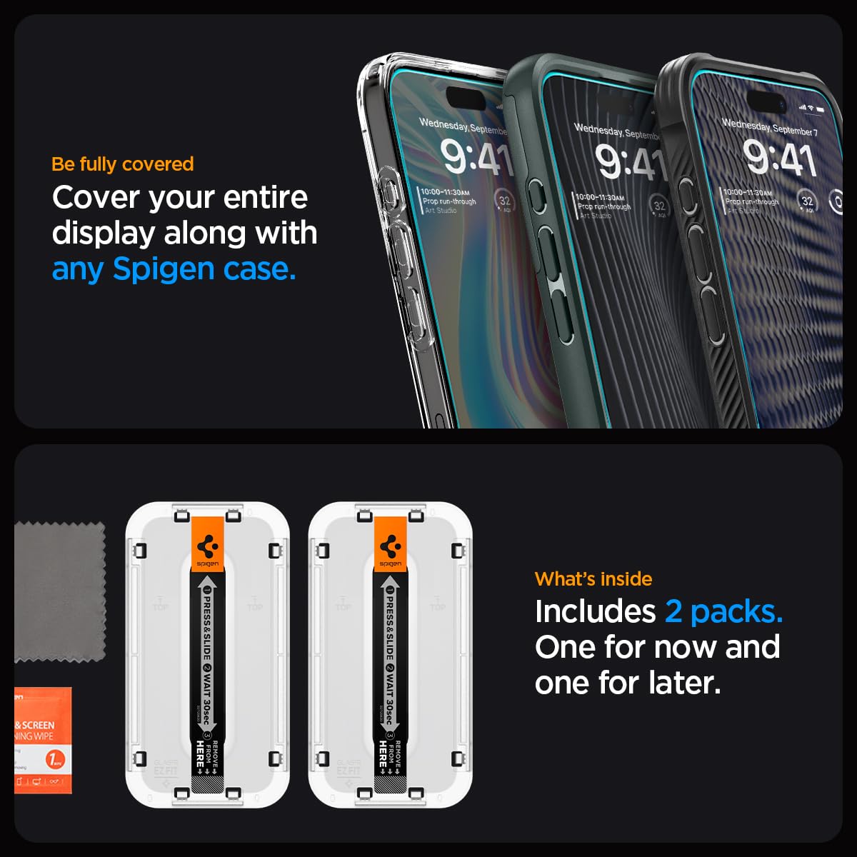 Spigen Ez Fit Tempered Glass Screen Protector Guard For Iphone 15 Plus Smartphone