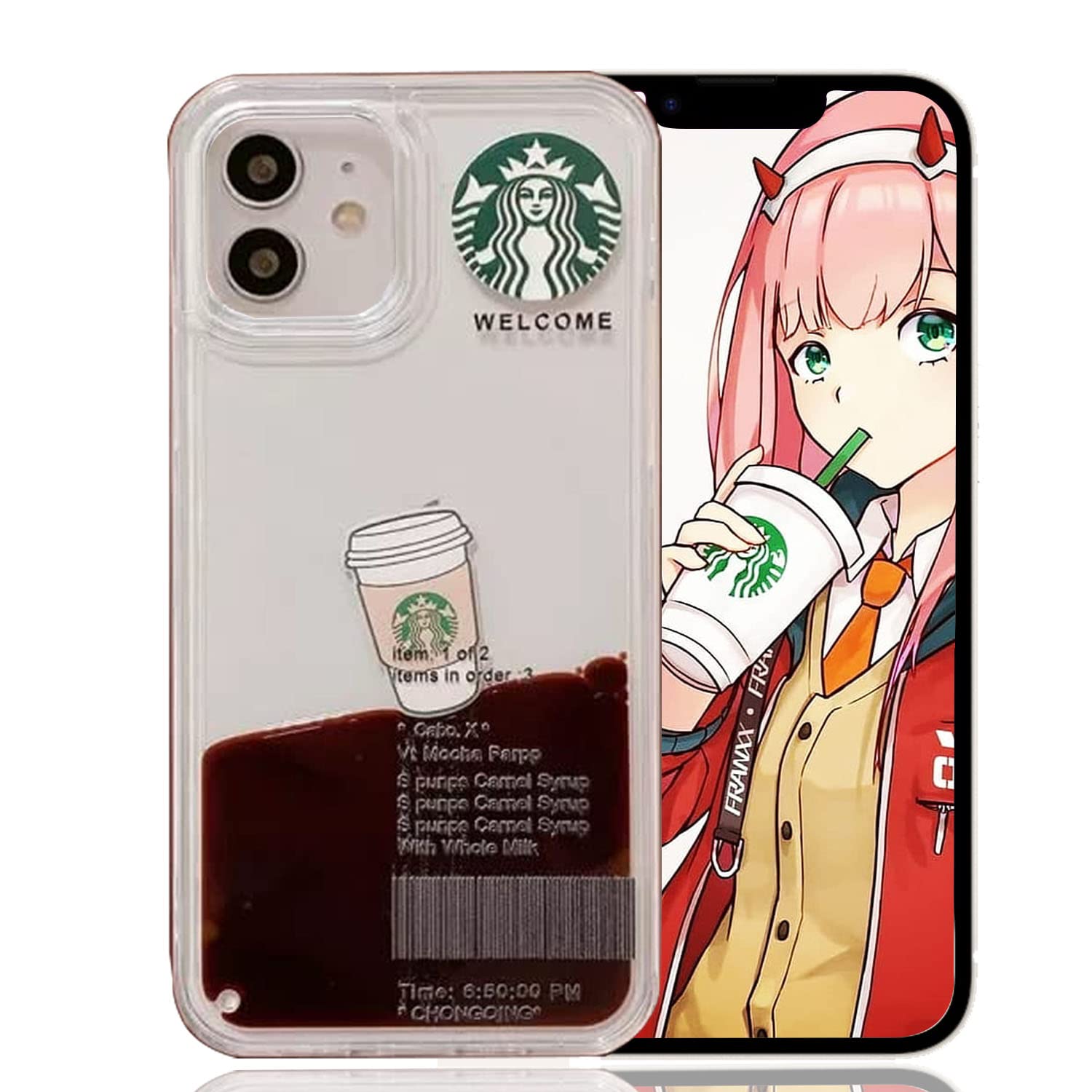 iPhone 12  Transparent Starbucks Case with Floating Cup