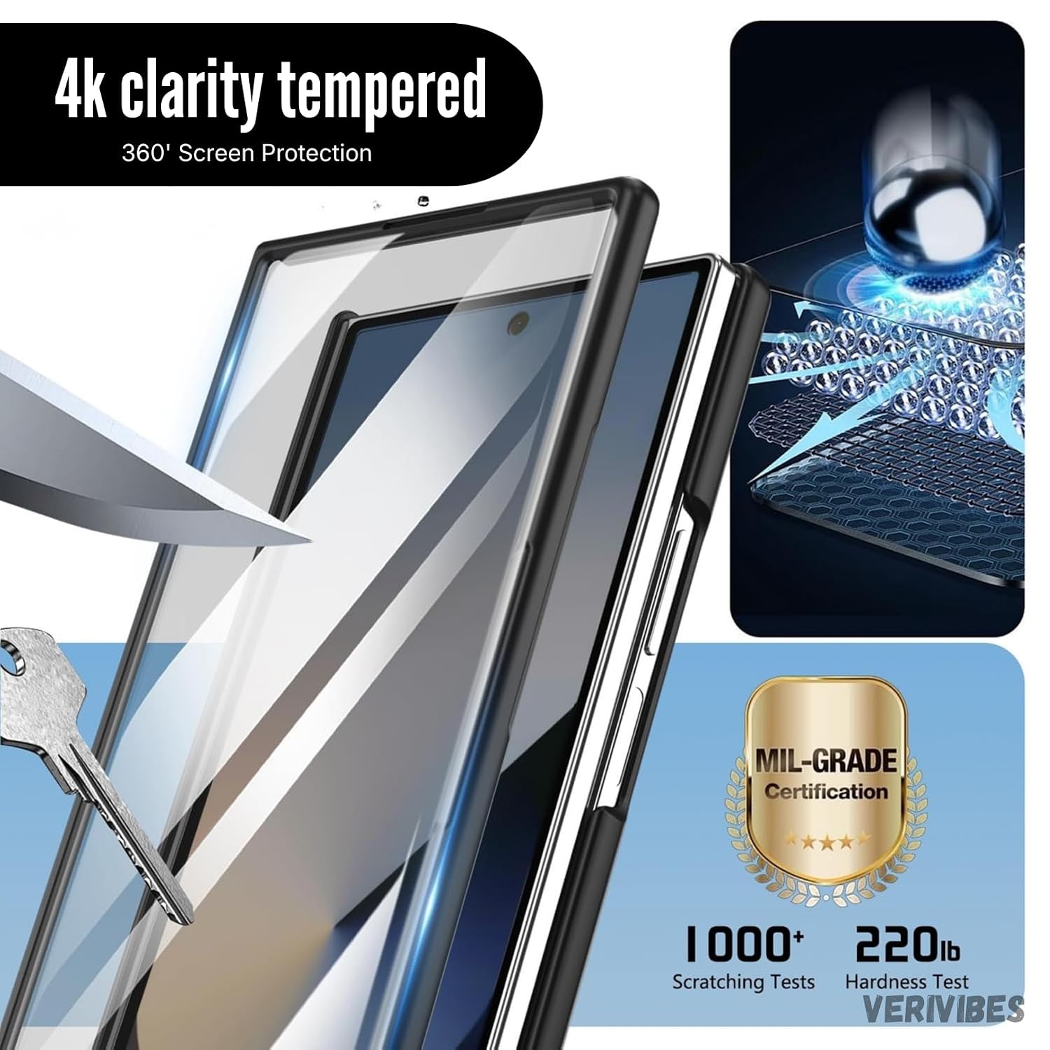 Samsung Z Fold8 Ultra Skin Feel S-Pen Case with Metal Kickstand & Hinge Protection- Black
