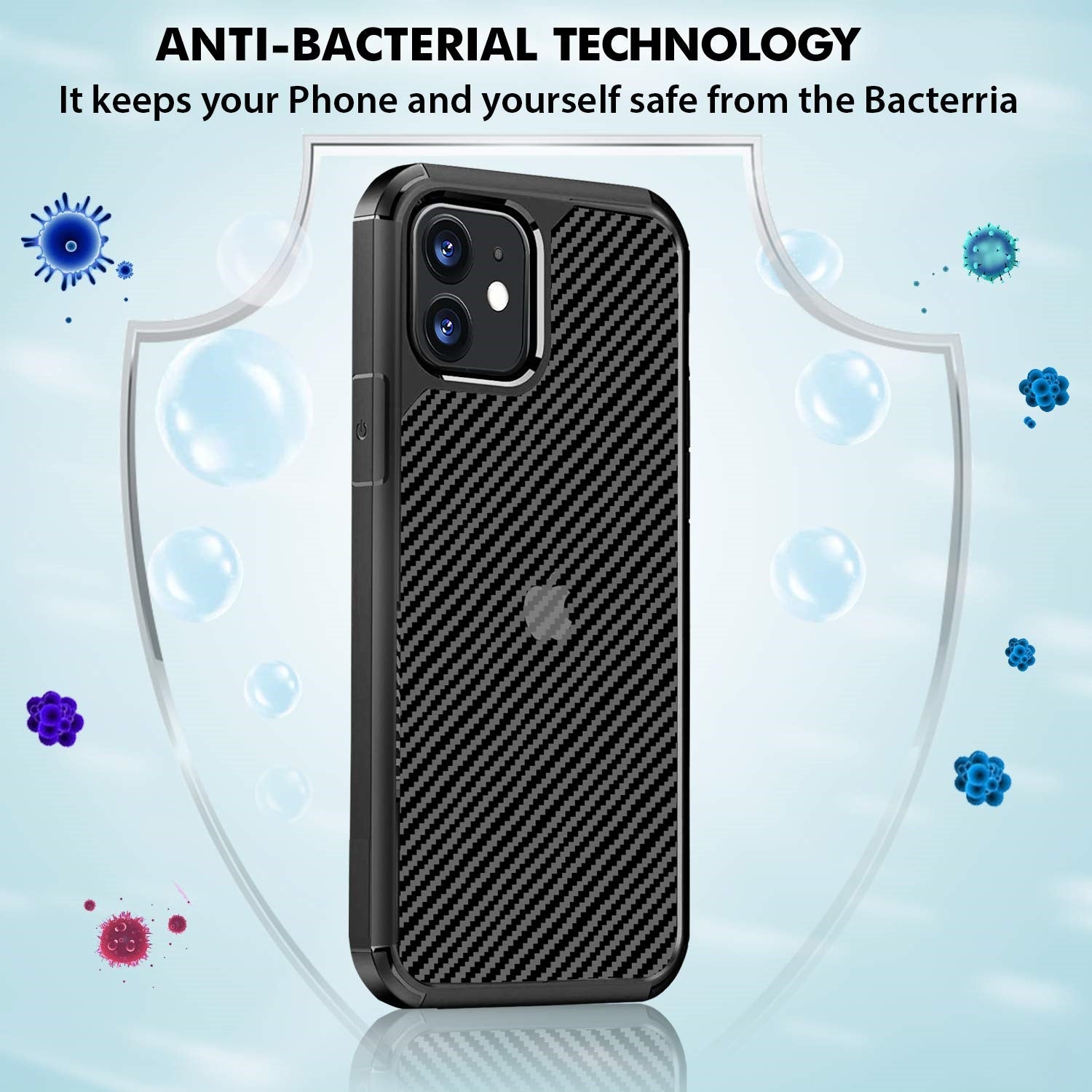 iPhone 12 Carbonfiber Transparent Hybrid Shockproof Case