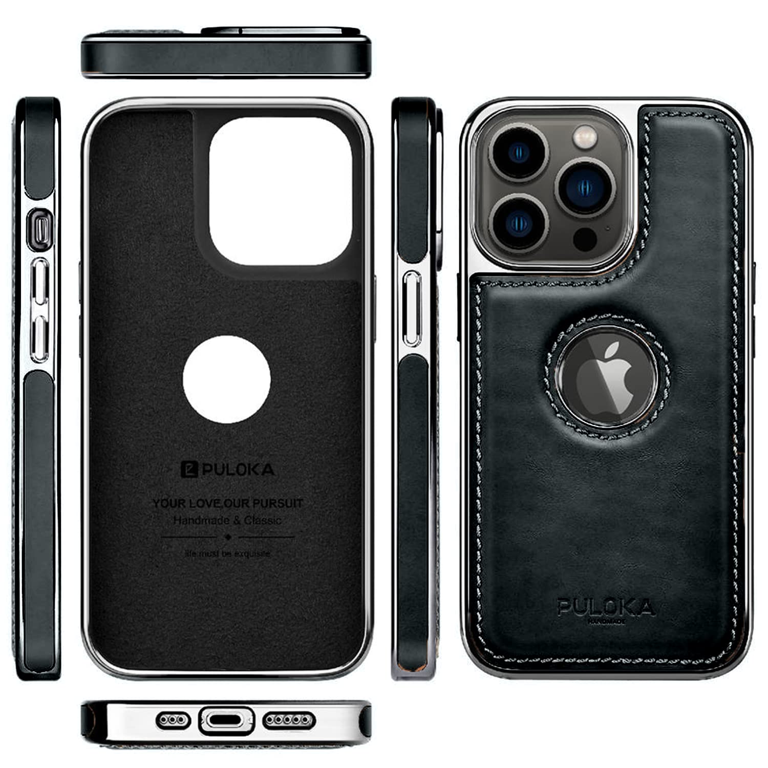 iPhone 15 Pro Premium Quality Luxurious Leather Case - Black