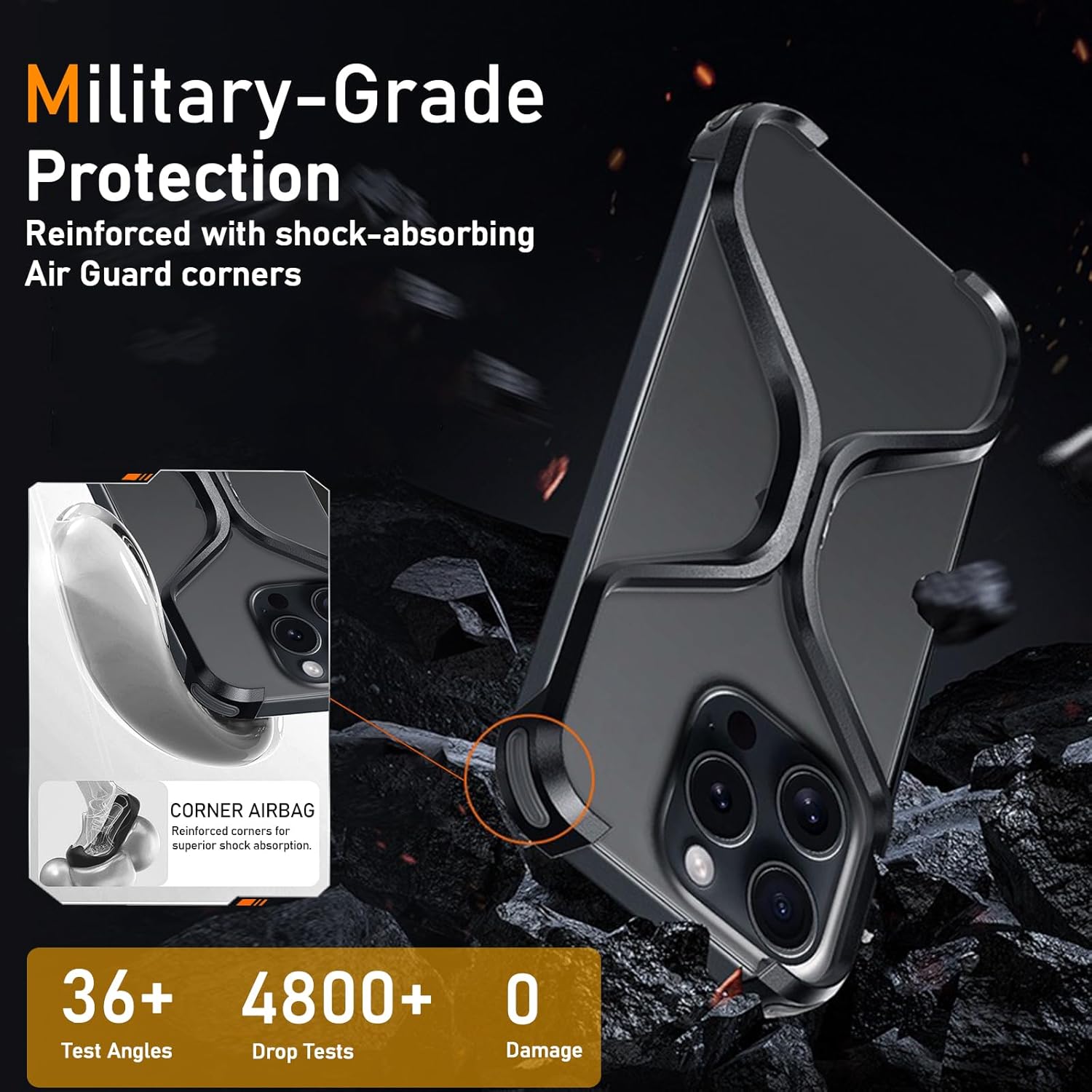 iPhone 15 Pro Max X Shape Metal Case Premium Metal Luxury Aluminum Rimless Case - Titanium