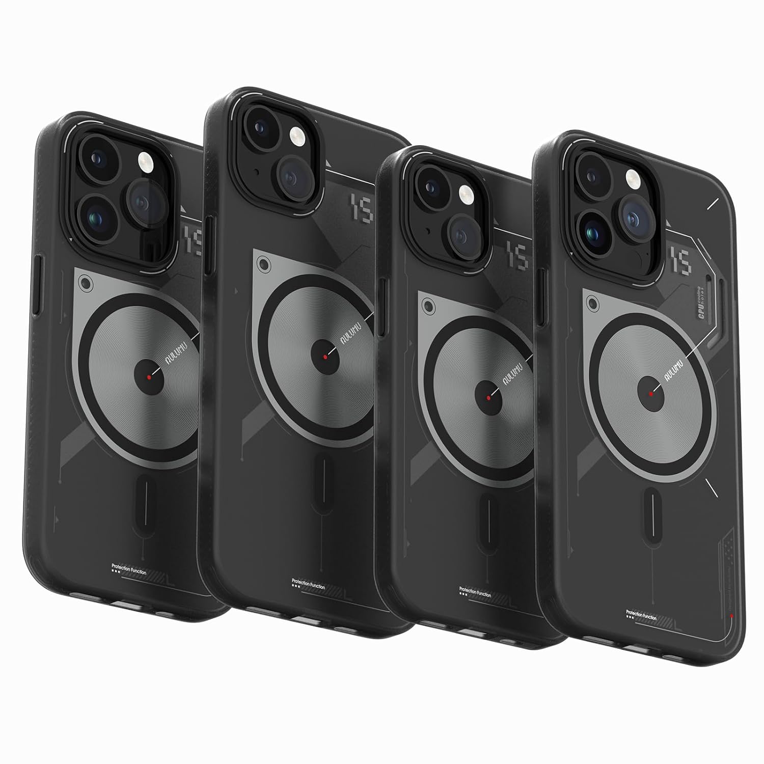 Aulumu A15 TPU for iPhone 14 Pro Max Magnetic Case - IMD Technology - Compatible with Magsafe [Aluminum Alloy Camera Frame] Semitranslucent - Black