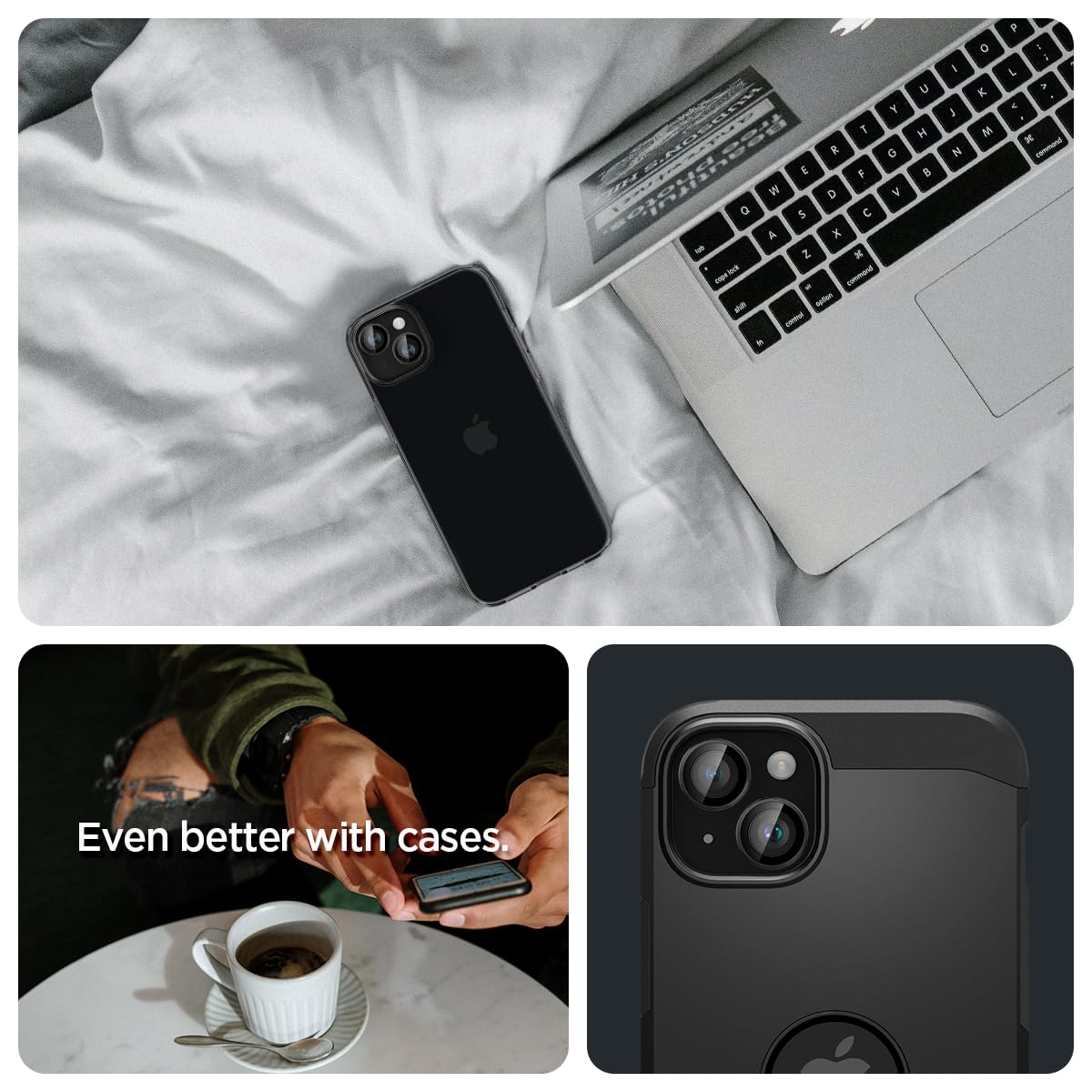 Spigen EZ Fit Optik Pro Tempered Glass Camera Lens Protector Guard for iPhone 15 Plus (Black) - 1 Pack