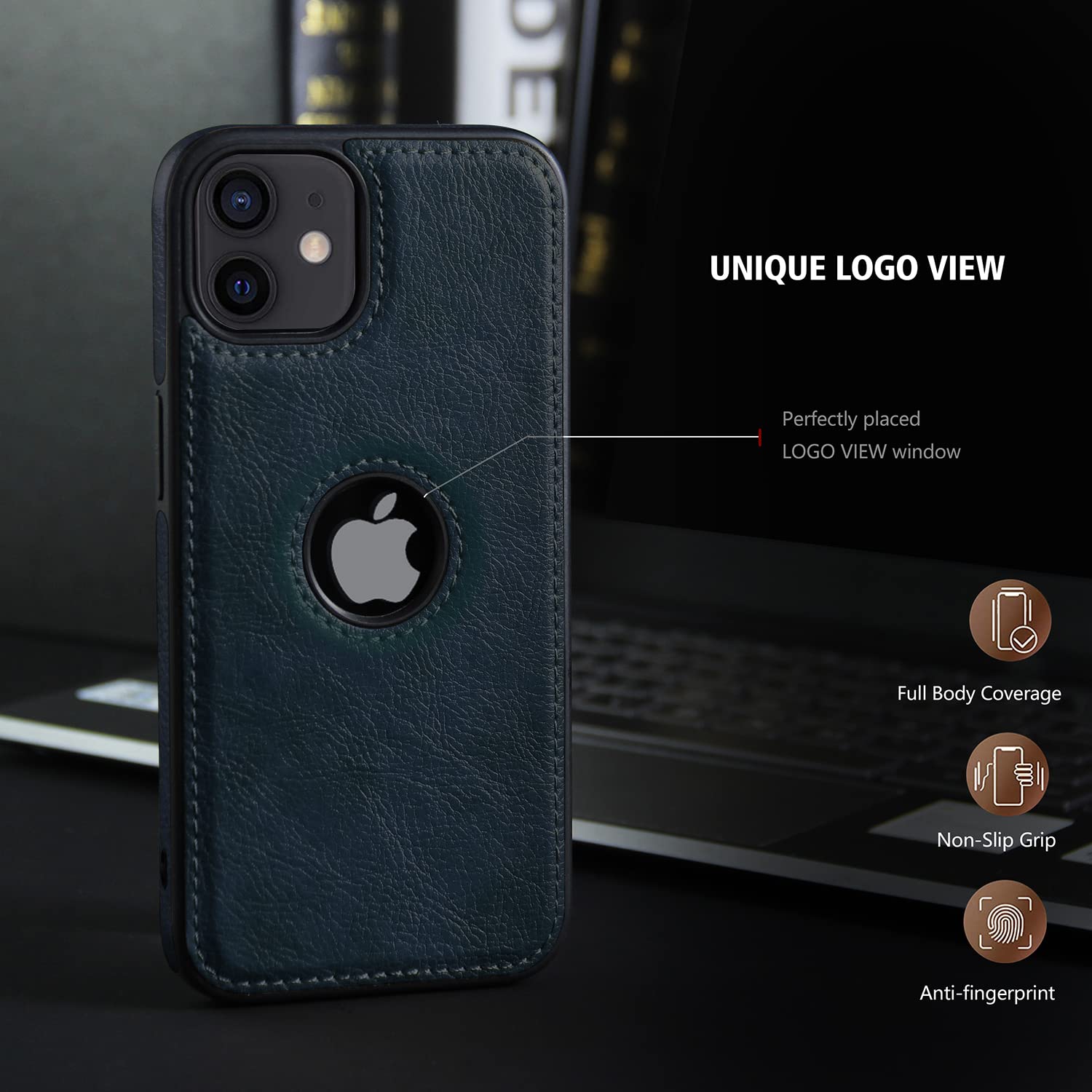 iPhone 12 Original PU Leather Case Classic Luxury Elegant with Logo Cut