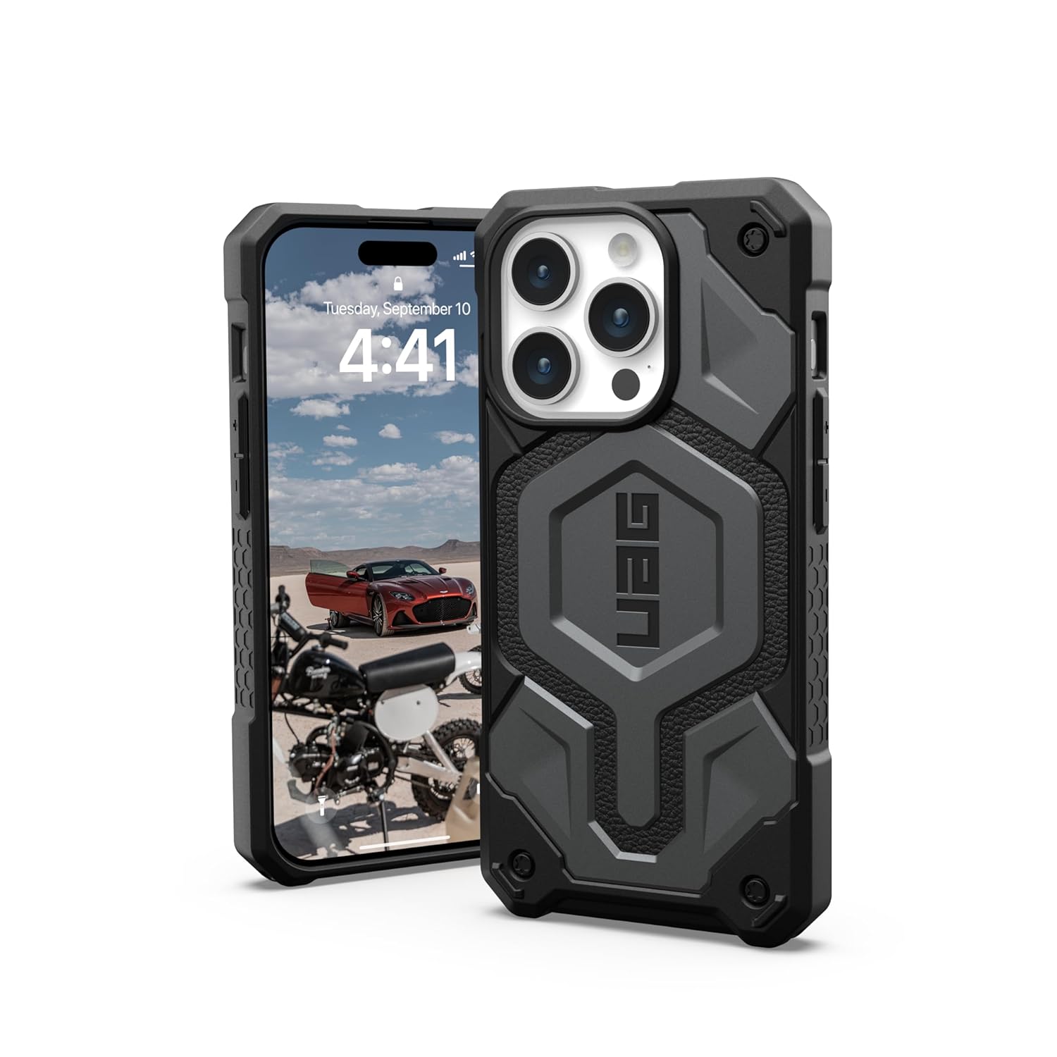 Urban Armor Gear UAG iPhone 15 Plus Case, Monarch Pro Mag-Safe Compatible, Slim Fit Rugged Protective Case/Cover Designed for iPhone 15 Plus (6.1-Inch) (2023), Wireless Charging Compatible - Silver