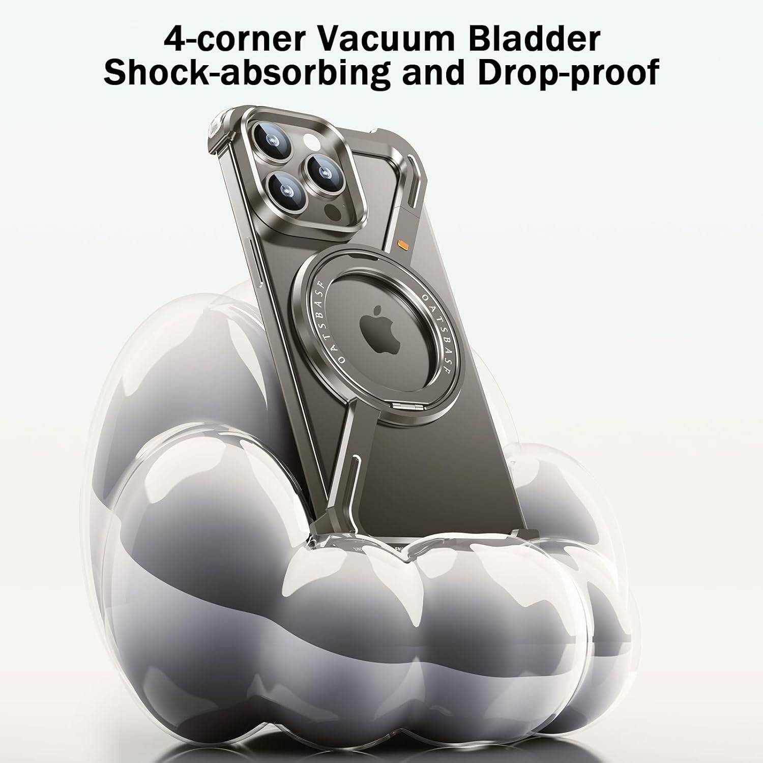 OATSBASF Minimalist Phone Case Compatible with iPhone 16, 360° Rotation Kickstand Aluminum Metal Frameless Design Bumper Z Case, Protective Shock Grade Shell, Desert Titanium