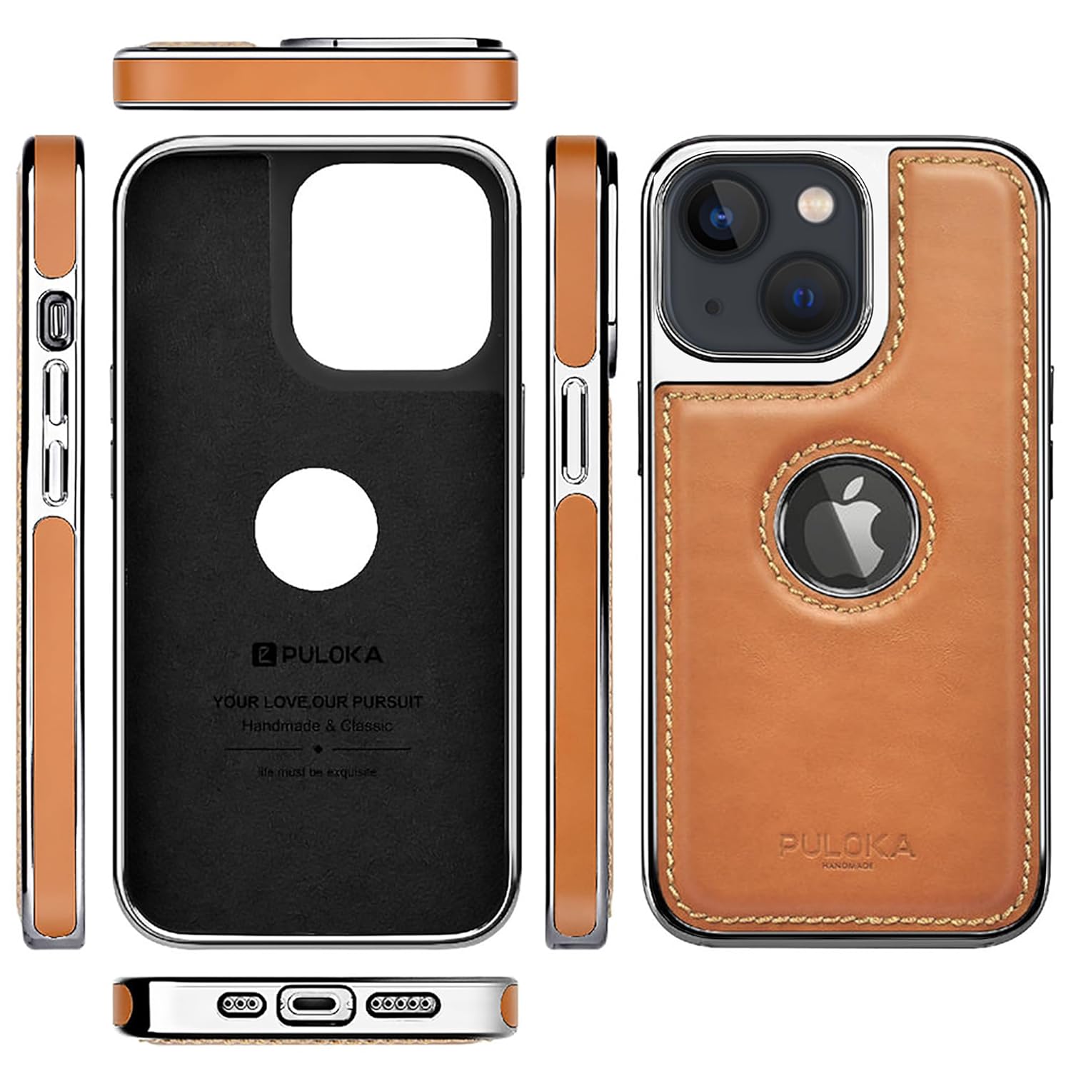 iPhone 13 Premium Quality Luxurious Leather Case - Tan