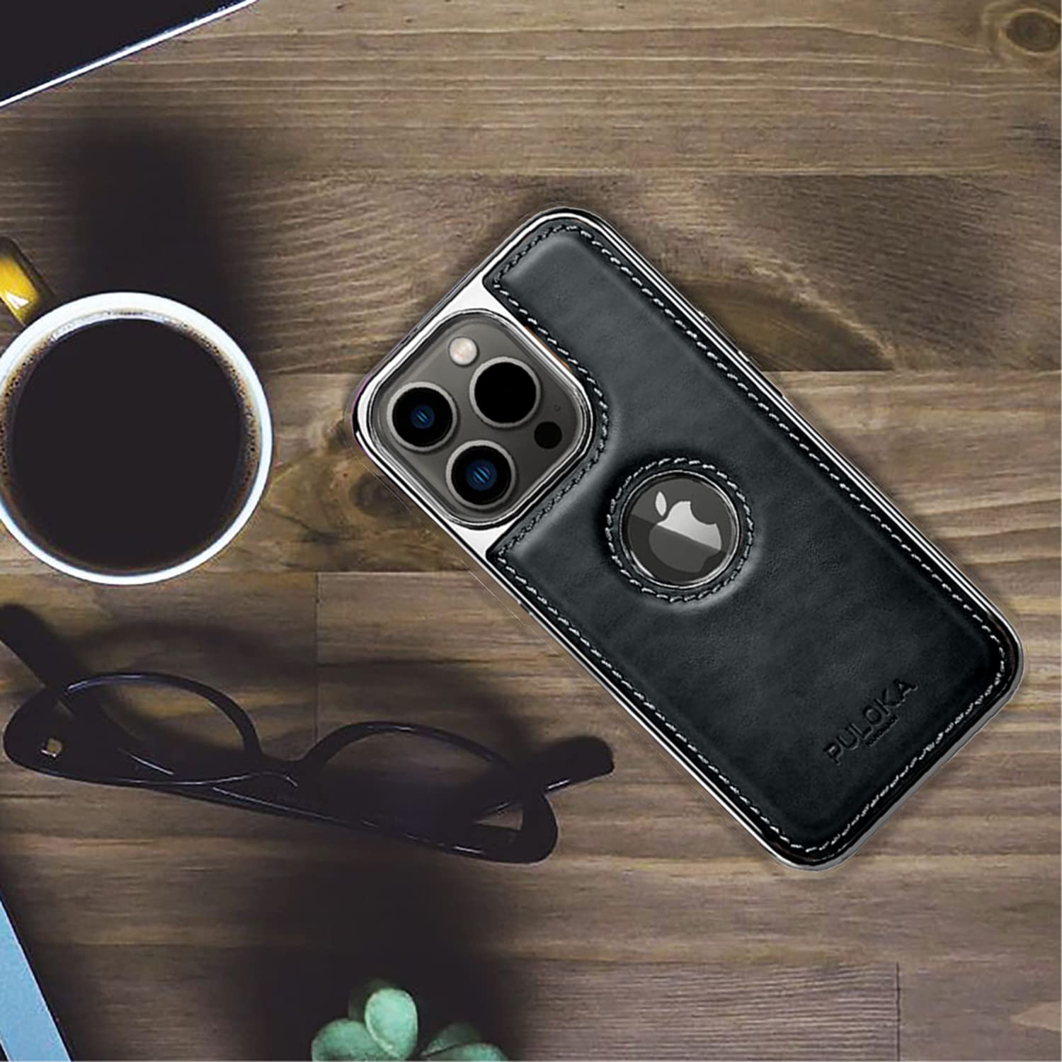 iPhone 15 Pro Max Premium Quality Luxurious Leather Case - Black