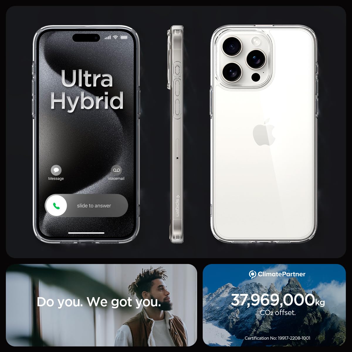 Spigen Ultra Hybrid Back Cover Case Compatible with iPhone 16 (TPU + Poly Carbonate | Crystal Clear)