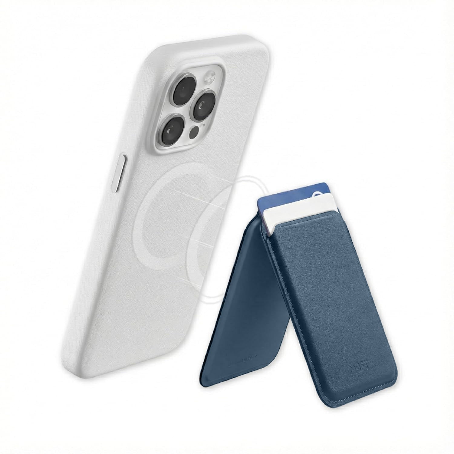 Magnetic Leather MagSafe Wallet – Slim Magnetic Card Holder for iPhone - Blue