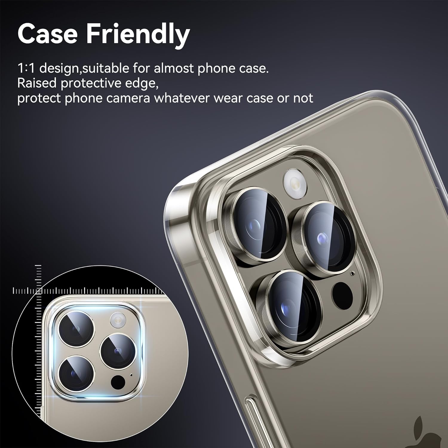 iPhone 15 Pro Max Camera Lens Protector Metal Frame with Glass