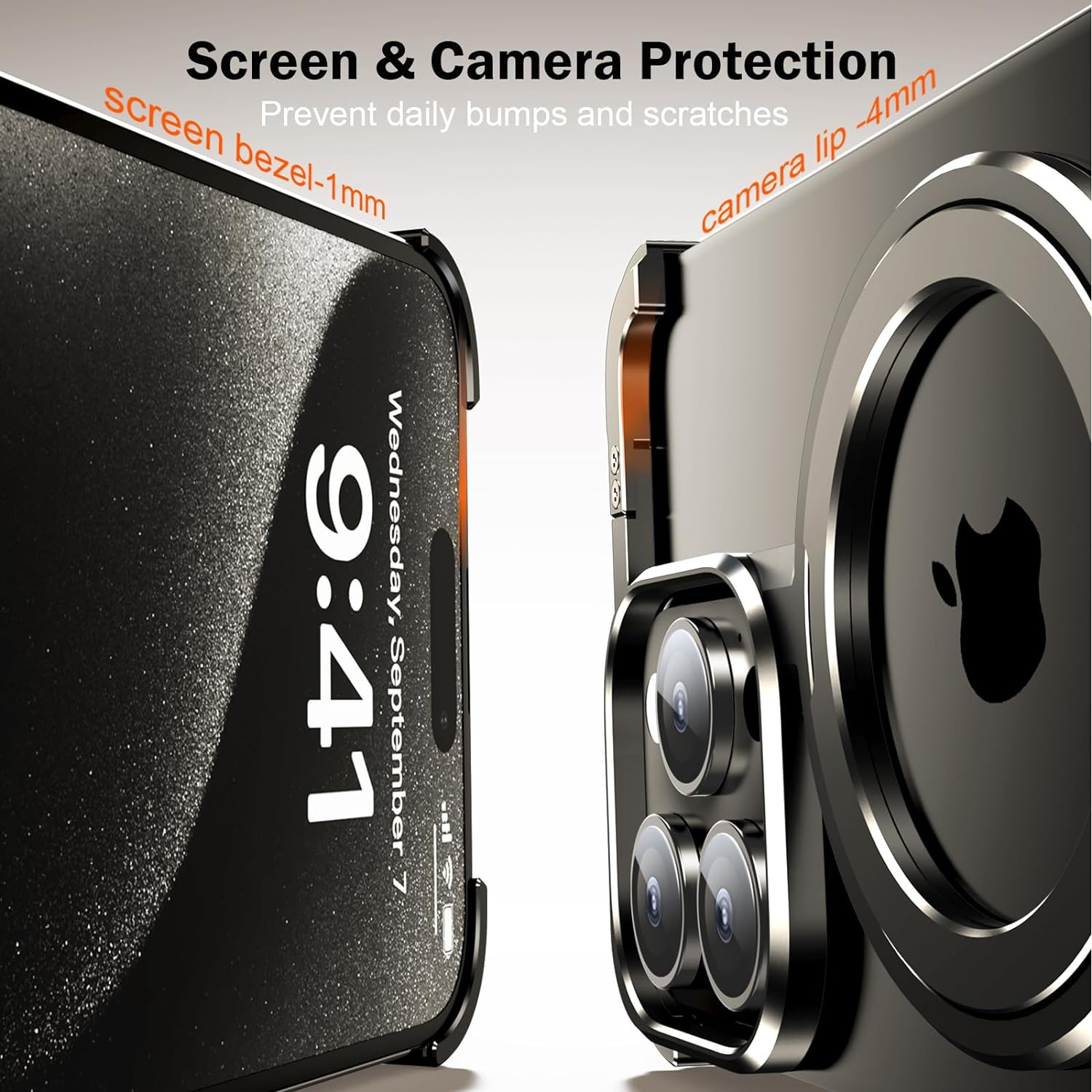 OATSBASF for iPhone 16 Pro Max Case, Sleek Minimalist Protective Shock Absorption Aerospace Grade Aluminum Shells with Built-in Kickstand Phone Case (Dessert Titanium, for iPhone 16 Pro Max)