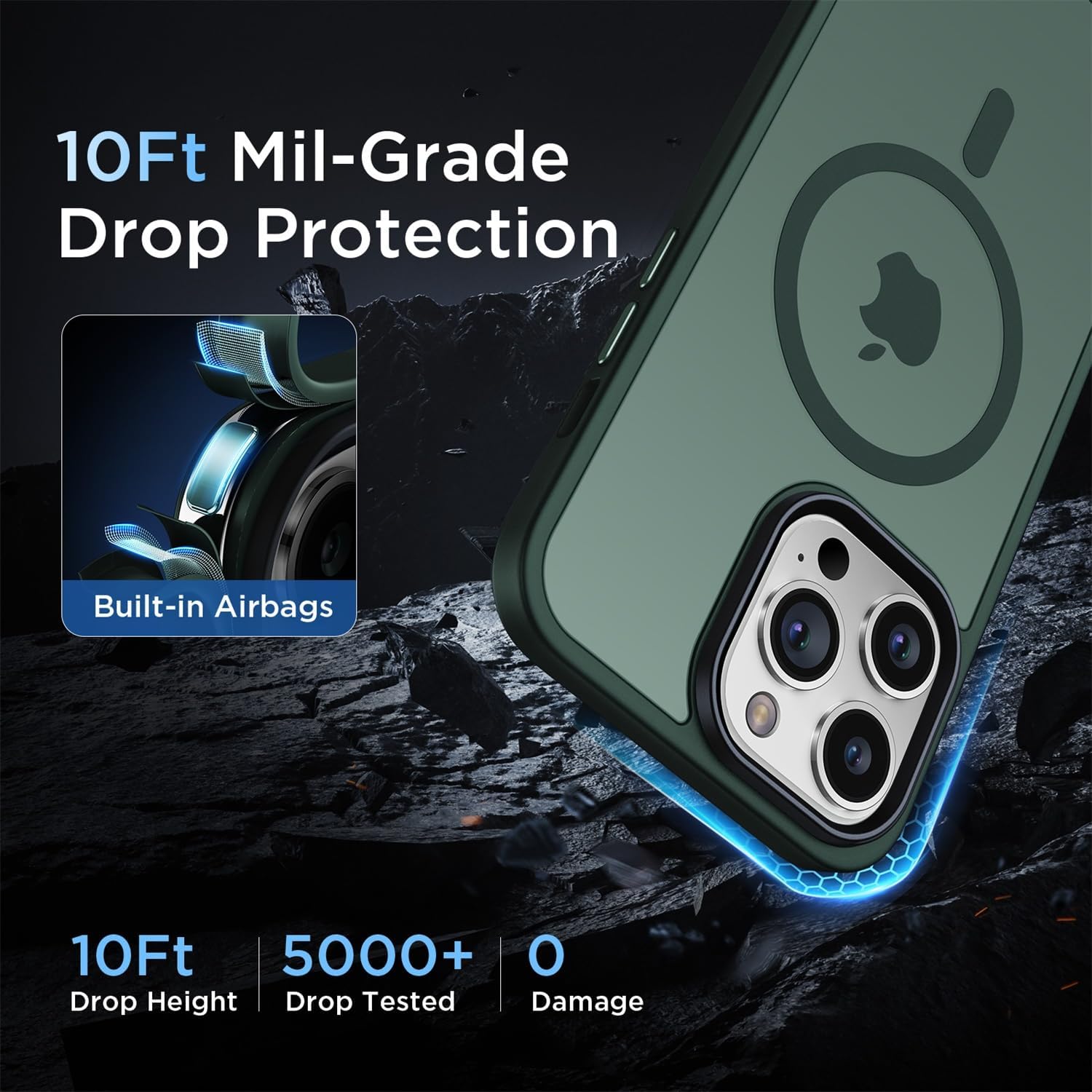 iPhone 14 Pro Smoke Ultra Magsafe Drop Proof Sleek Matte Case - Purple/Green