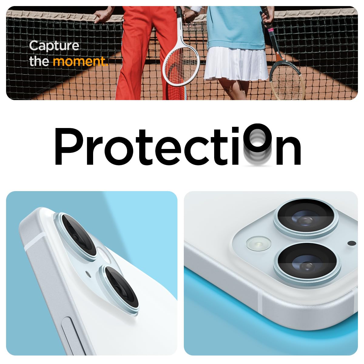 Spigen EZ Fit Optik Pro Tempered Glass Camera Lens Protector Guard for iPhone 15 Pro (Blue) - 1 Pack