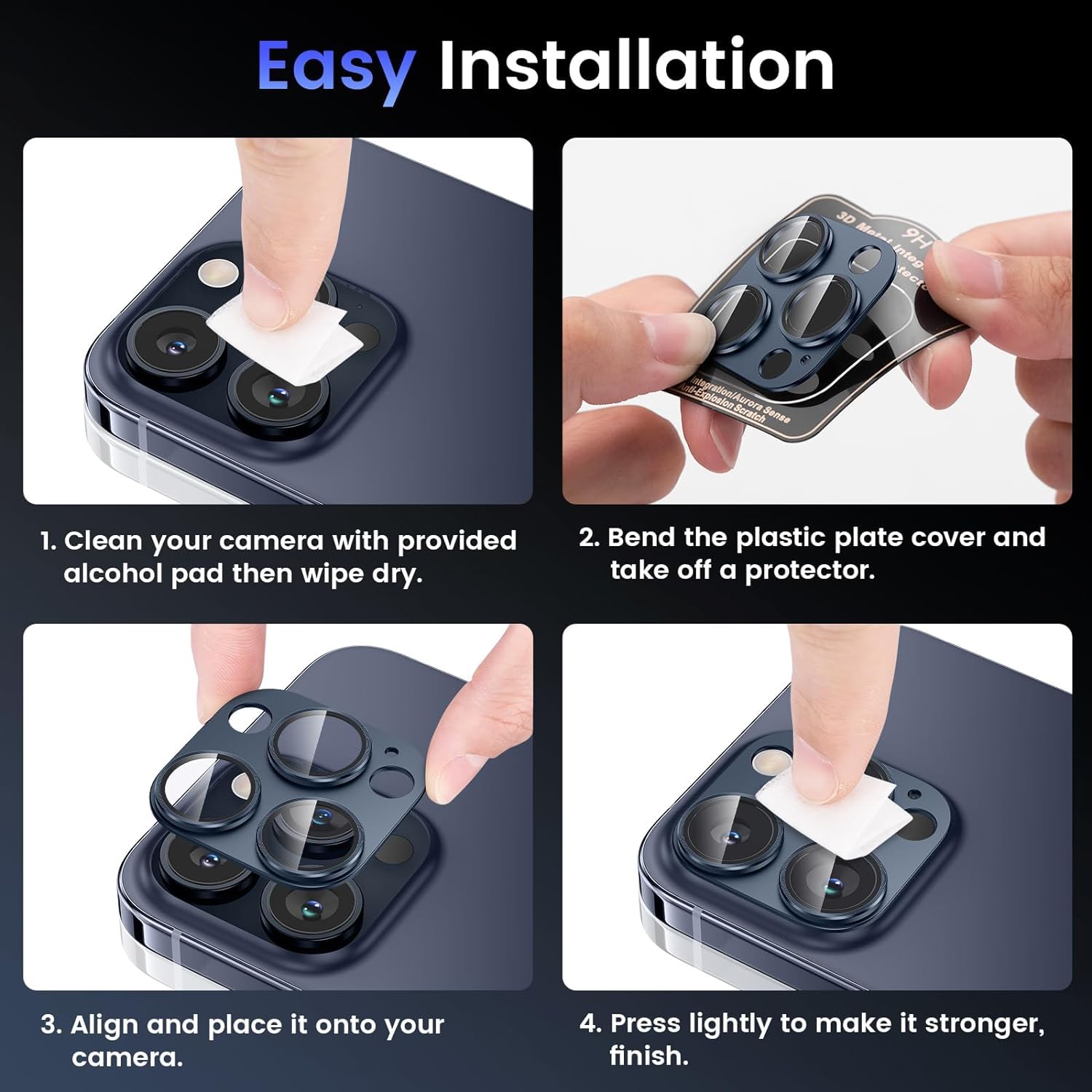 Camera Lens Protector for iPhone 15 Pro Max  -Easy Installation