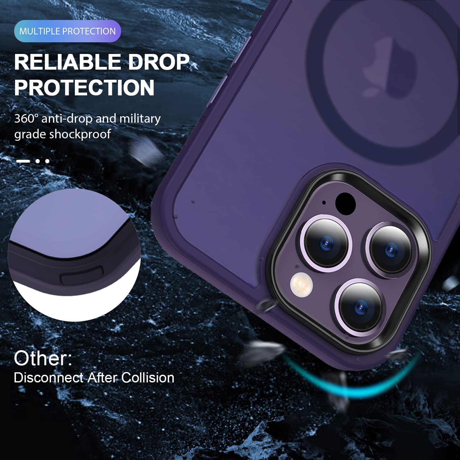 iPhone 14 Pro Smoke Ultra Magsafe Drop Proof Sleek Matte Case - Purple/Green