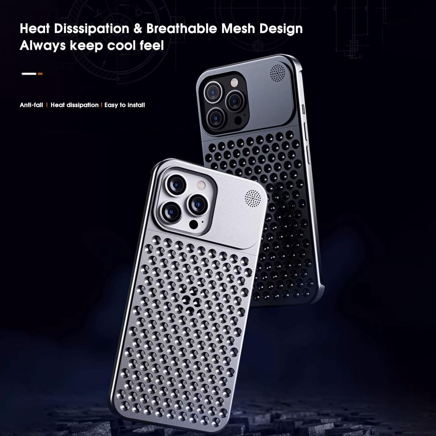 iPhone 15 Pro Max Frameless Metal Heat Dissipation Aluminum Cooling Case with Aroma - Silver