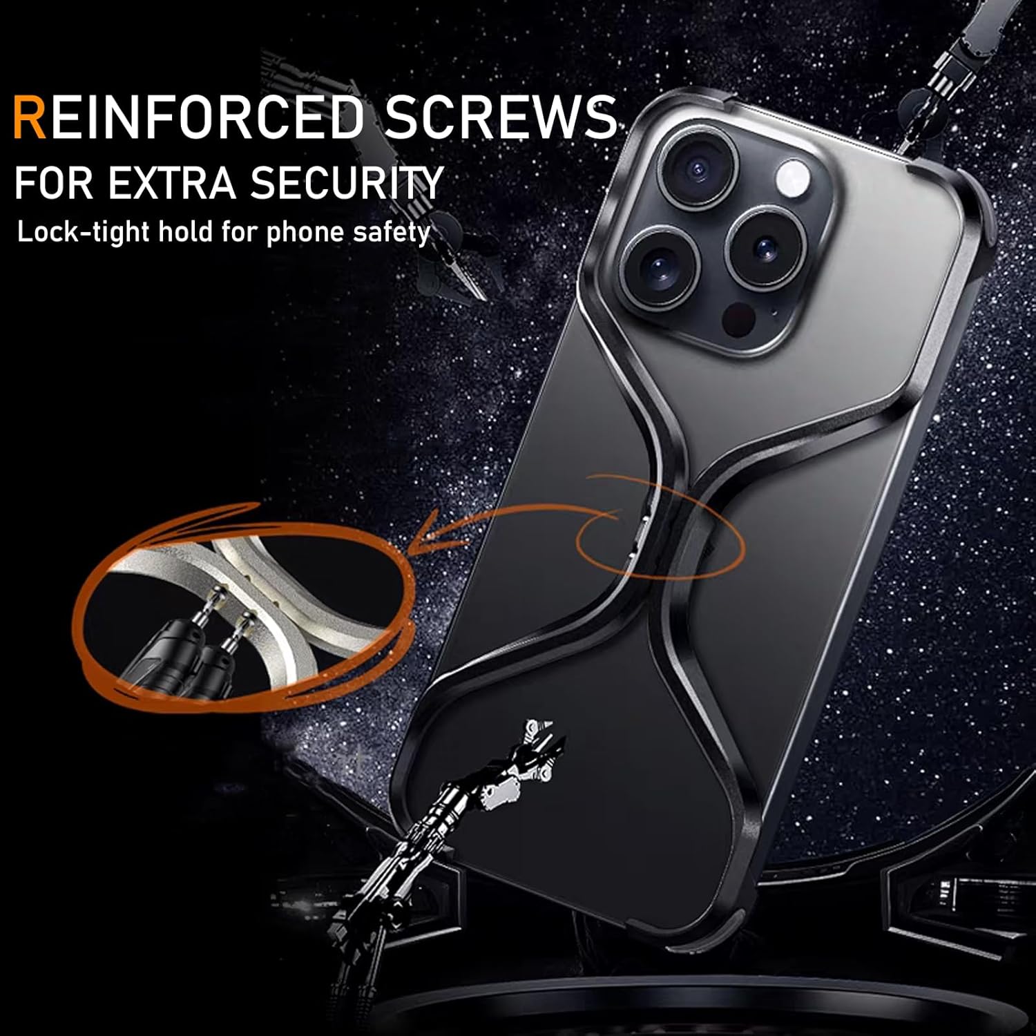 iPhone 15 Pro Max X Shape Metal Case Premium Metal Luxury Aluminum Rimless Case - Titanium