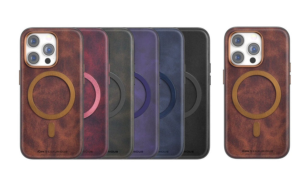 iPhone 13 Luxurious Leather Magsafe Case- Black